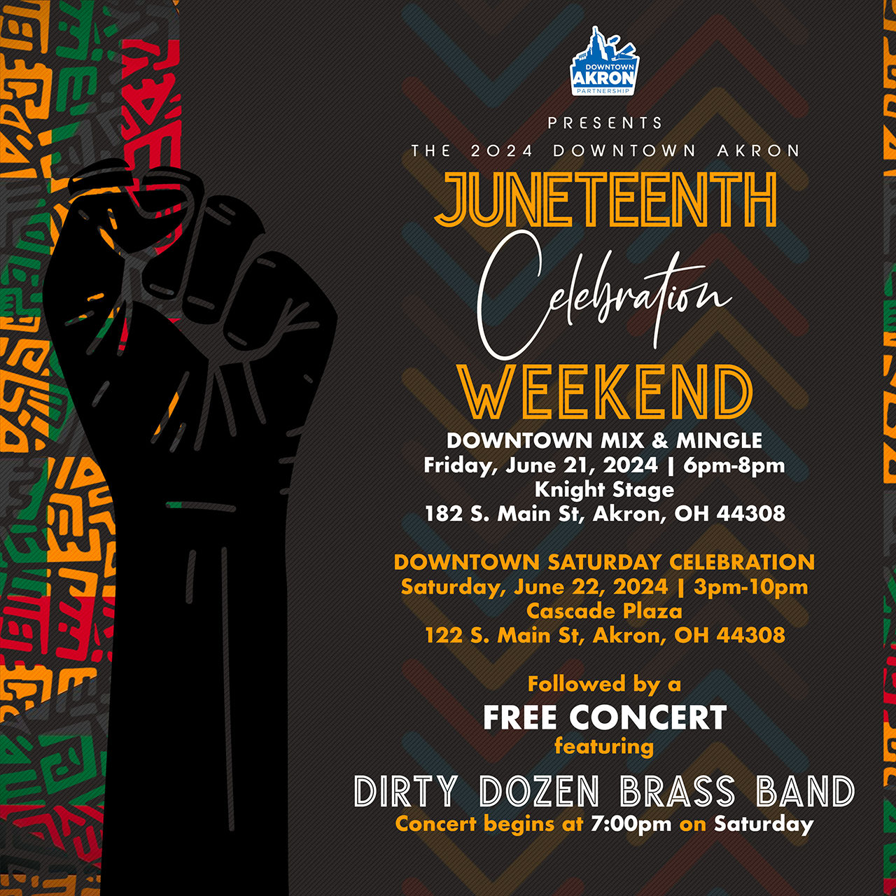 Graphic image of the 2024 Juneteenth Flyer, side 1